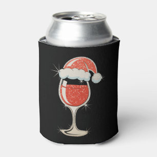 Rotwein Glas Weihnachtsmann Hut Glitter Weihnachte Dosenkühler
