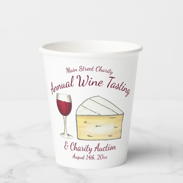 Rotwein Glass Brie Wohltätigkeit Degustation Pappbecher (Vorderseite)