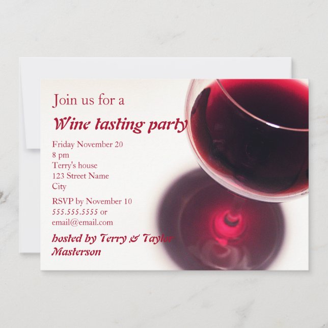 Rotwein-laden Glaswein-Probieren-Party ein Einladung (Vorderseite)