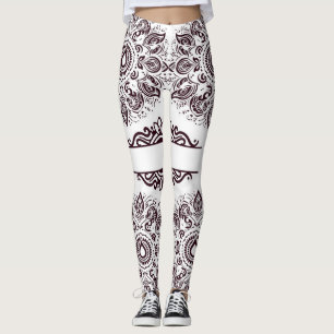 Rotwein-Mandala-Leggings Leggings