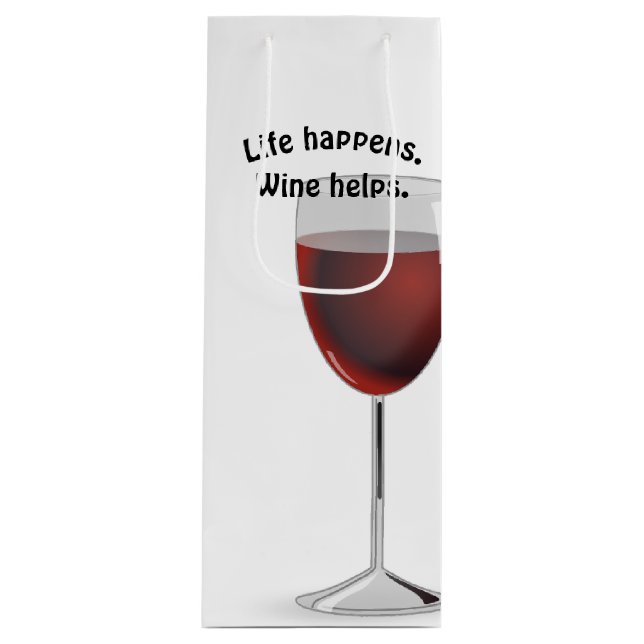 Rotwein mit Zitat Geschenktüte Für Weinflaschen (Vorderseite)