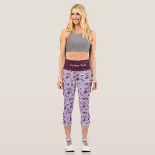 Rotwein Muster Capri Leggings