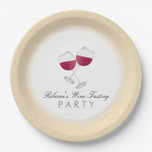 Rotwein, personalisiertes Wein-Probieren-Party Pappteller