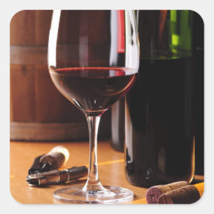 Rotwein Quadratischer Aufkleber