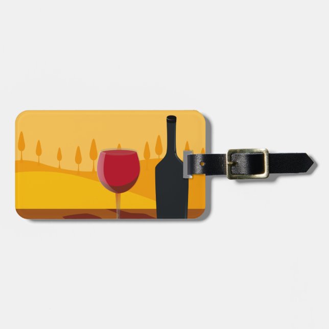 Rotwein Toskana Gepäckanhänger (Vorderseite horizontal)