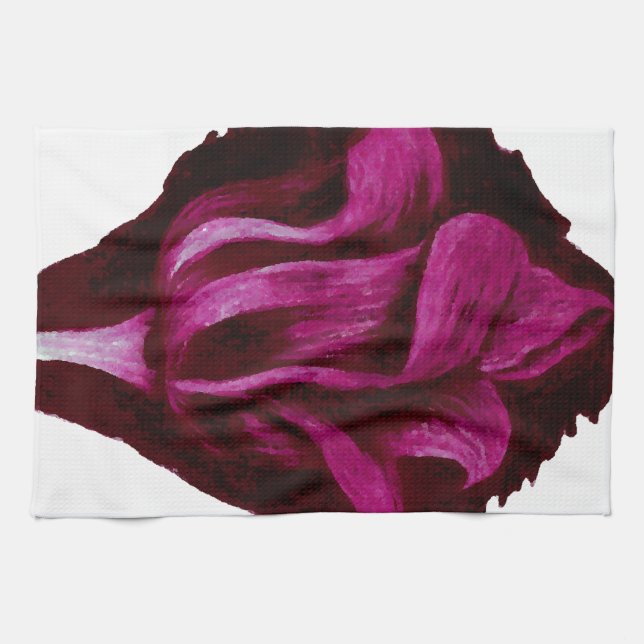 Rotwein-Tulpe-Pastell-Blumenkunst Burgunder Handtuch (Horizontal)