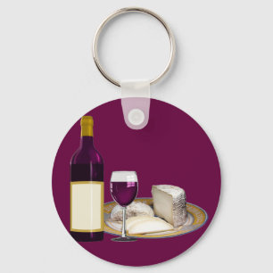 ROTWEIN UND KÄSE, KÄSE-LIEBHABER-GESCHENK SCHLÜSSELANHÄNGER