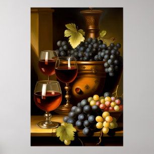 Rotwein und Trauben Poster