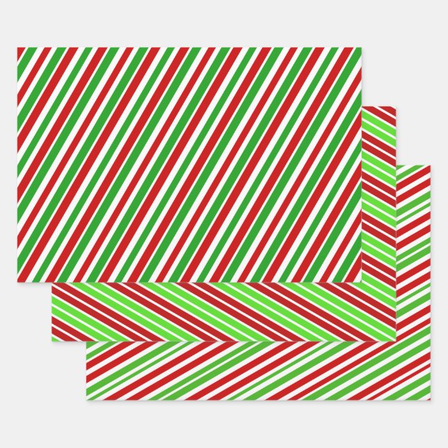 Rotwein, Weiß und Grüne Weihnachtsmuster Geschenkpapier Set (Set)