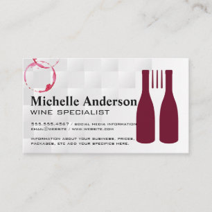 Rotweinflaschen und Gabel Restaurant Visitenkarte