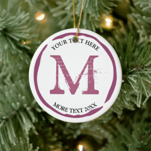 Rotweinfleck mit Monogramm Weihnachten Keramik Ornament