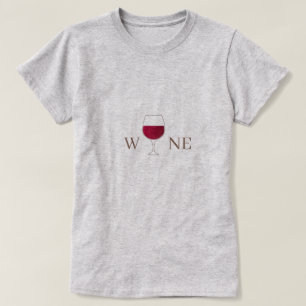 Rotweinglas, Minimalistisch grau T-Shirt