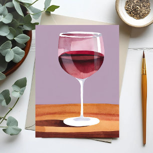 Rotweinglas   Wasserfarbe Vino Postkarte