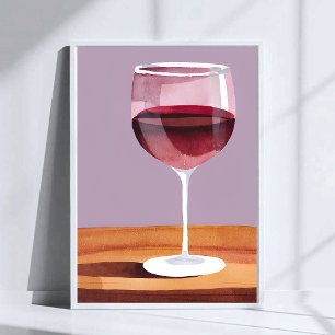 Rotweinglas   Watercolor Vino Poster