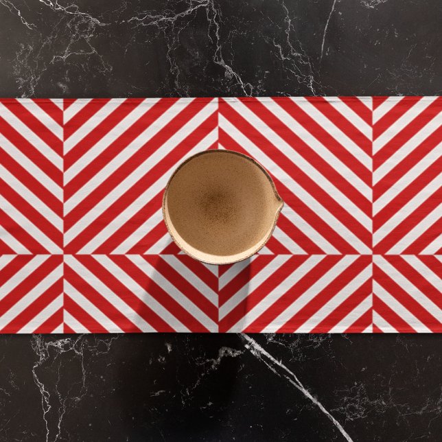 Rotweiße Diagonalstreifen Kurzer Tischläufer (table runner)