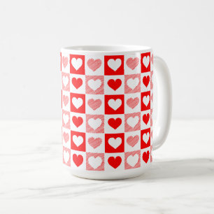 Rotweiße Liebe Herz Valentinstag Kaffeetasse
