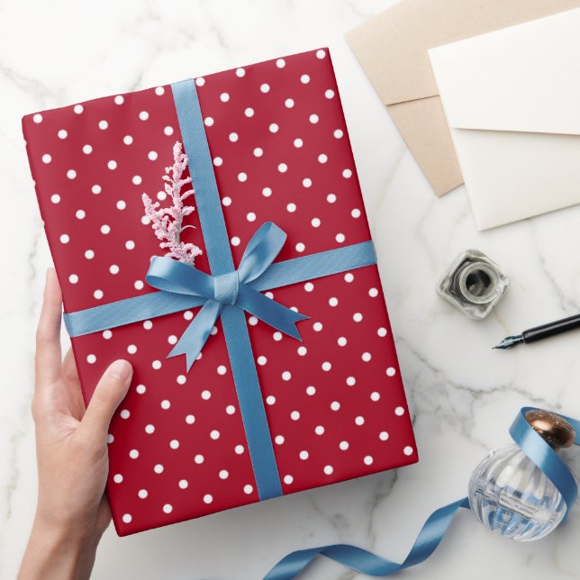 Rotweiße Polka Dot Spot Geschenkpapier (Schenken)