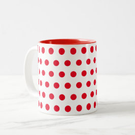 Rotweiße Polka Punkte Zweifarbige Tasse