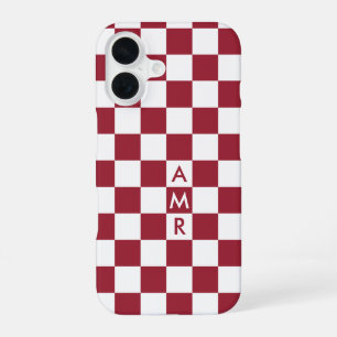 Rotweiße Prüfmuster mit Monogramm iPhone 16 Hülle