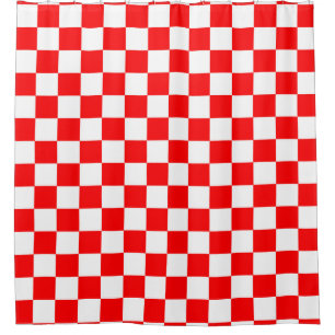 Rotweiße Schachtel-Karo-Muster Duschvorhang