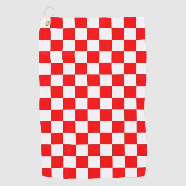 Rotweiße Schachtel-Karo-Muster Golfhandtuch (Vorderseite)