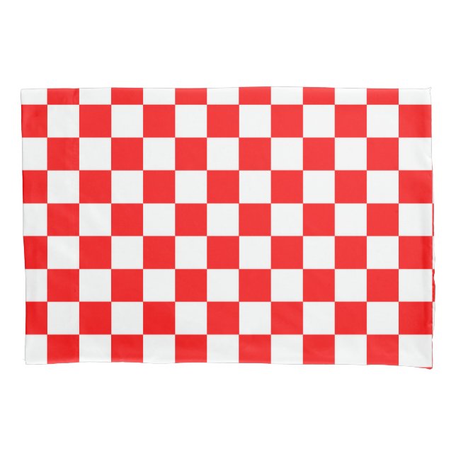 Rotweiße Schachtel-Karo-Muster Kissenbezug (Vorderseite)