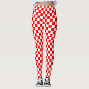 Rotweiße Schachtel-Karo-Muster Leggings
