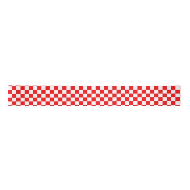 Rotweiße Schachtel-Karo-Muster Satinband (Vorderseite)