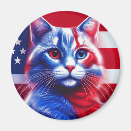 Rotweiße und blaue Neonkatze mit amerikanischer Fl Magnet