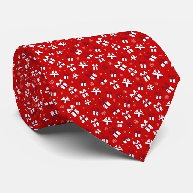 Rotweiße Weihnachtsmuster-Geschenkboxen Krawatte (Gerollt)