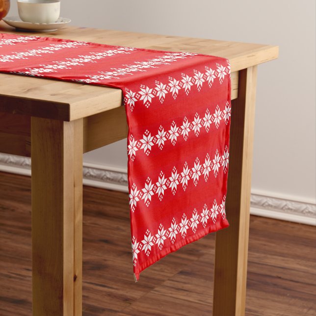 Rotweiße Weihnachtsmuster Kurzer Tischläufer (Beispiel)