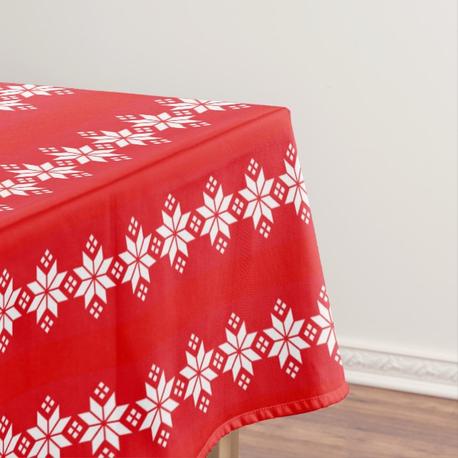 Rotweiße Weihnachtsmuster Tischdecke (Beispiel)