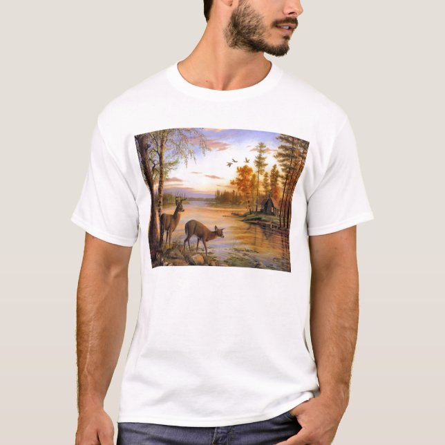 Rotwild an der See-Kabine T-Shirt (Vorderseite)