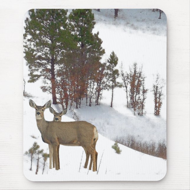 Rotwild auf Berg Mousepad (Vorne)
