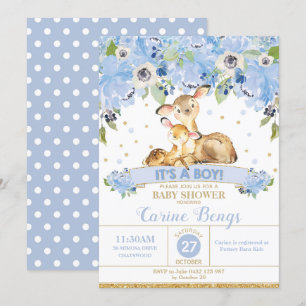 Rotwild-BlumenBabyparty-Einladungs-Junge Einladung