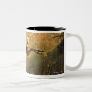 Rotwild, die durch Feld springen Zweifarbige Tasse