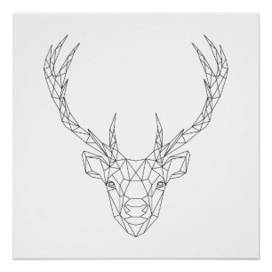 Rotwild-geometrischer schwarzer u. weißer poster