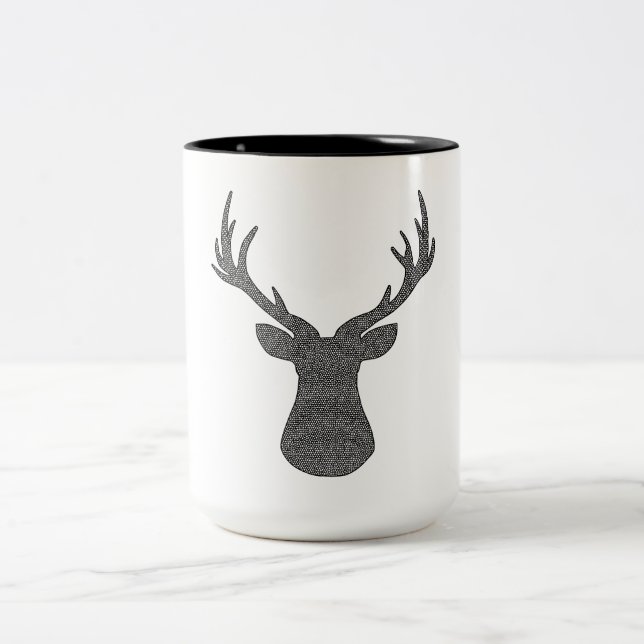 Rotwild - geometrisches Muster - Schwarzweiss. Zweifarbige Tasse (Mittel)