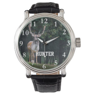 Rotwild-Geweih-personalisierte Jäger-Uhr Armbanduhr