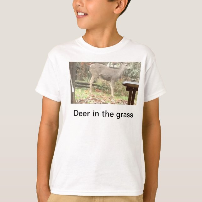 Rotwild im Gras T - Shirt (Vorderseite)