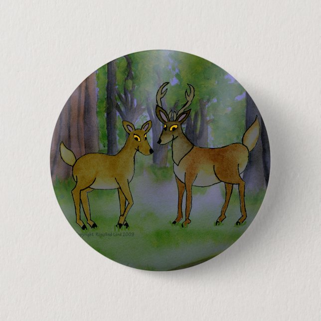 Rotwild im Waldknopf Button (Vorderseite)