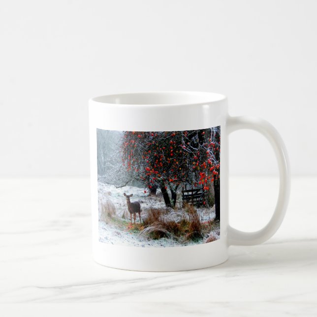 Rotwild im Winter Kaffeetasse (Rechts)