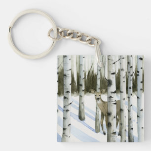 Rotwild in den Schneefällen Schlüsselanhänger