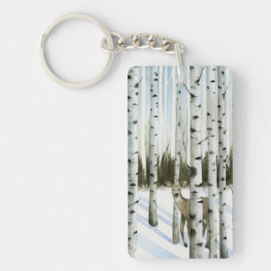 Rotwild in den Schneefällen Schlüsselanhänger
