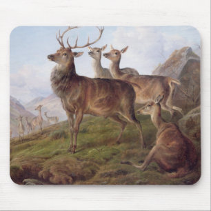 Rotwild in einer Hochland-Landschaft, 1872 (Öl Mousepad