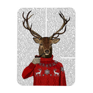 Rotwild in Ski-Strickjacke 2 Magnet