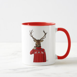 Rotwild in Ski-Strickjacke 2 Tasse
