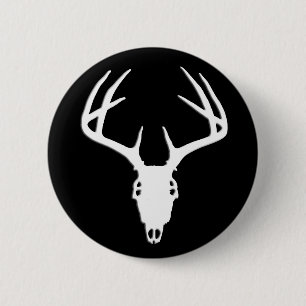 Rotwild-Jagd-Schädel mit den Geweihen Button