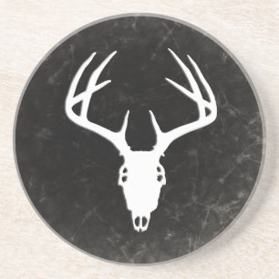 Rotwild-Jagd-Schädel mit den Geweihen Sandstein Untersetzer