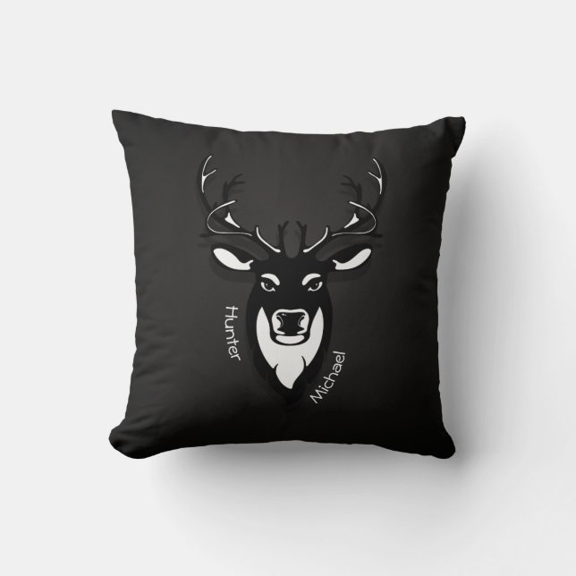 Rotwild-Jäger-Schwarzweiss-Kissen Kissen (Vorderseite)